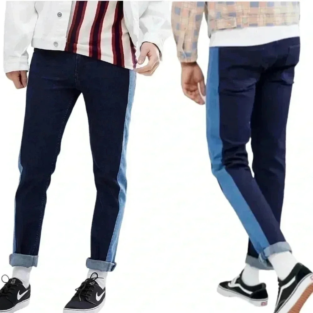 ASOS Men’s Slim Jeans In Indigo With Side Stripe Insert